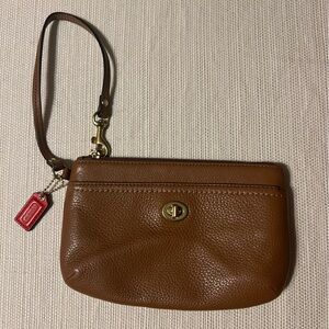 Brown Leather Coach Wristlet